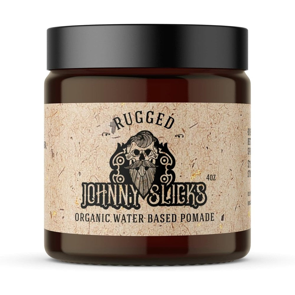 Johnny Slicks Water Based Pomade front view of the 4 Ounce jar