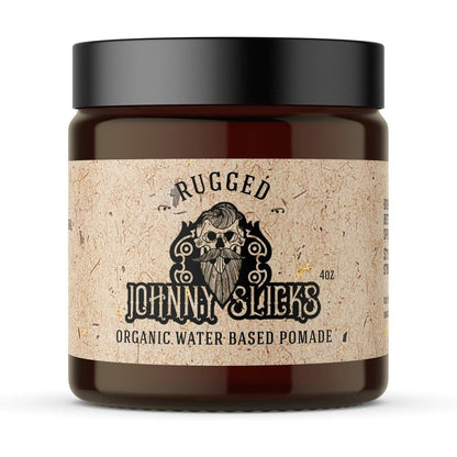 Johnny Slicks Water Based Pomade front view of the 4 Ounce jar