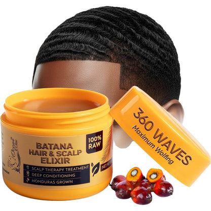 Ocean View Deep Waves Pomade front view of four ounce yellow jar premium wave grease for men