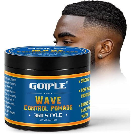 Goiple Natural Wave Pomade front view of four ounce jar showing product label