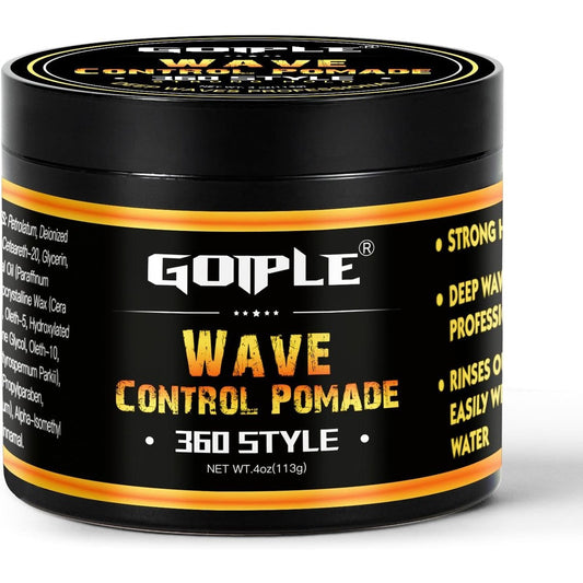 Goiple Natural Wave Pomade front view of the 4 ounce hair cream jar for men.