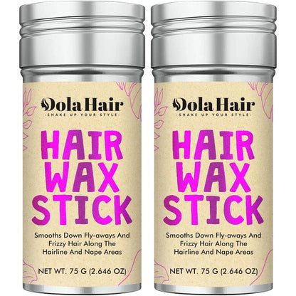 Dolahair Hair Wax Stick 2 Pack front view showing the packaging and twist up styling wax for flyaway control.