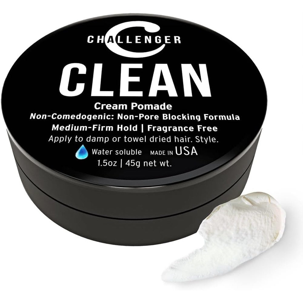 Challenger Fragrance Free Cream Pomade front view jar for sensitive skin styling