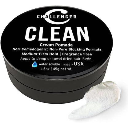 Challenger Fragrance Free Cream Pomade front view jar for sensitive skin styling