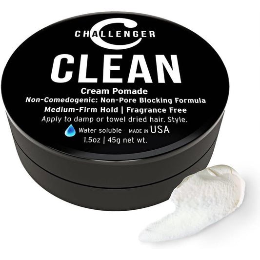 Challenger Fragrance Free Cream Pomade front view jar for sensitive skin styling