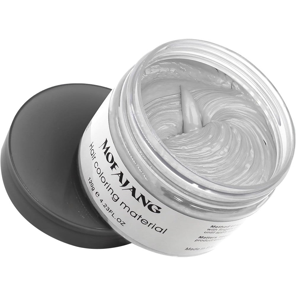 VOLLUCK silver grey hair wax pomade front jar view showing temporary coloring cream packaging