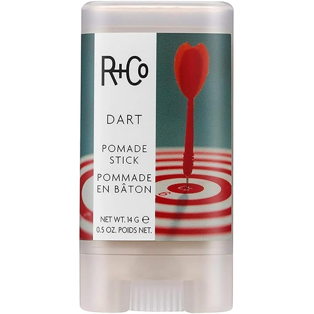 R+Co Dart Pomade Hair Wax Stick front view for taming flyaways