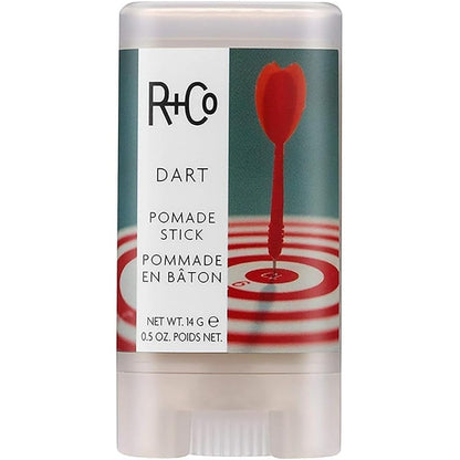 R+Co Dart Pomade Hair Wax Stick front view for taming flyaways