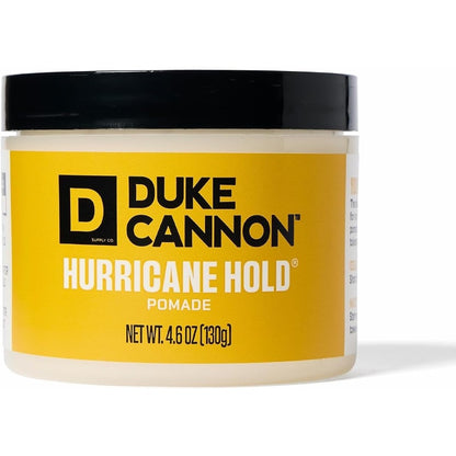 Duke Cannon Supply Co. Hurricane Hold Pomade front view of yellow jar