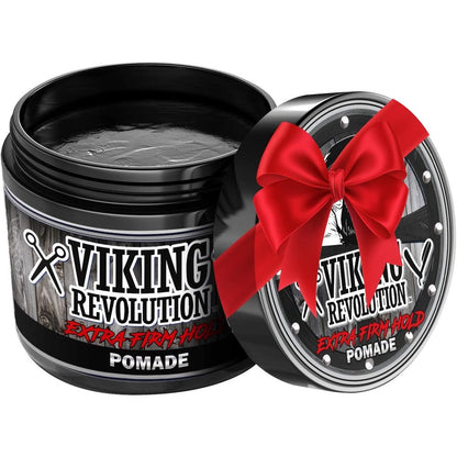 Viking Revolution Extreme Hold Pomade front view container showcasing strong hold branding.