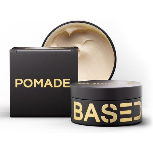 Based Bodyworks Hair Pomade front view showing premium grooming packaging