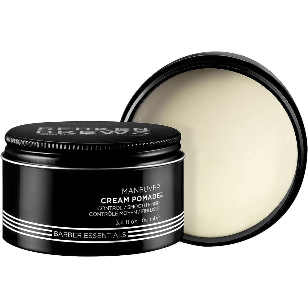 Redken Brews Maneuver Cream Pomade front view jar for professional men's grooming