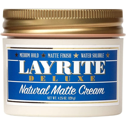Layrite Natural Matte Cream 4.25 Ounce front jar view premium hair cream