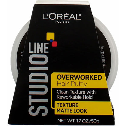 L'Oreal Paris Studio Line Overworked Hair Putty front view container on a clean white background