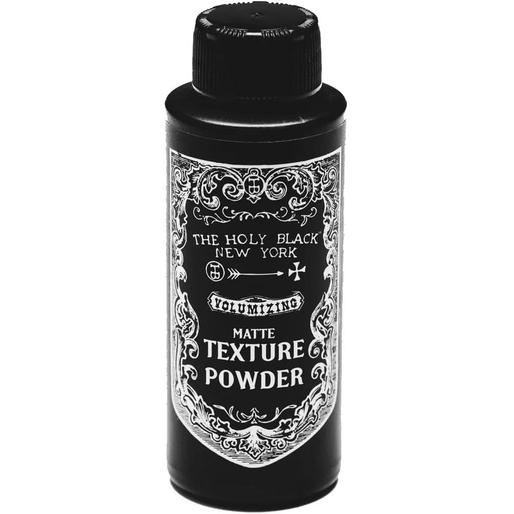 The Holy Black Matte Texture Powder front view bottle.
