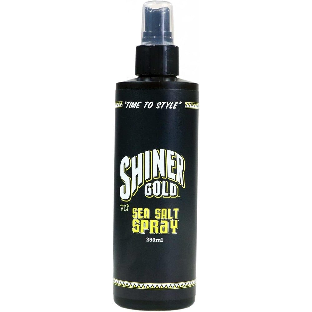 Shiner Gold Sea Salt Hair Styling Spray front view for texturizing men's hair.