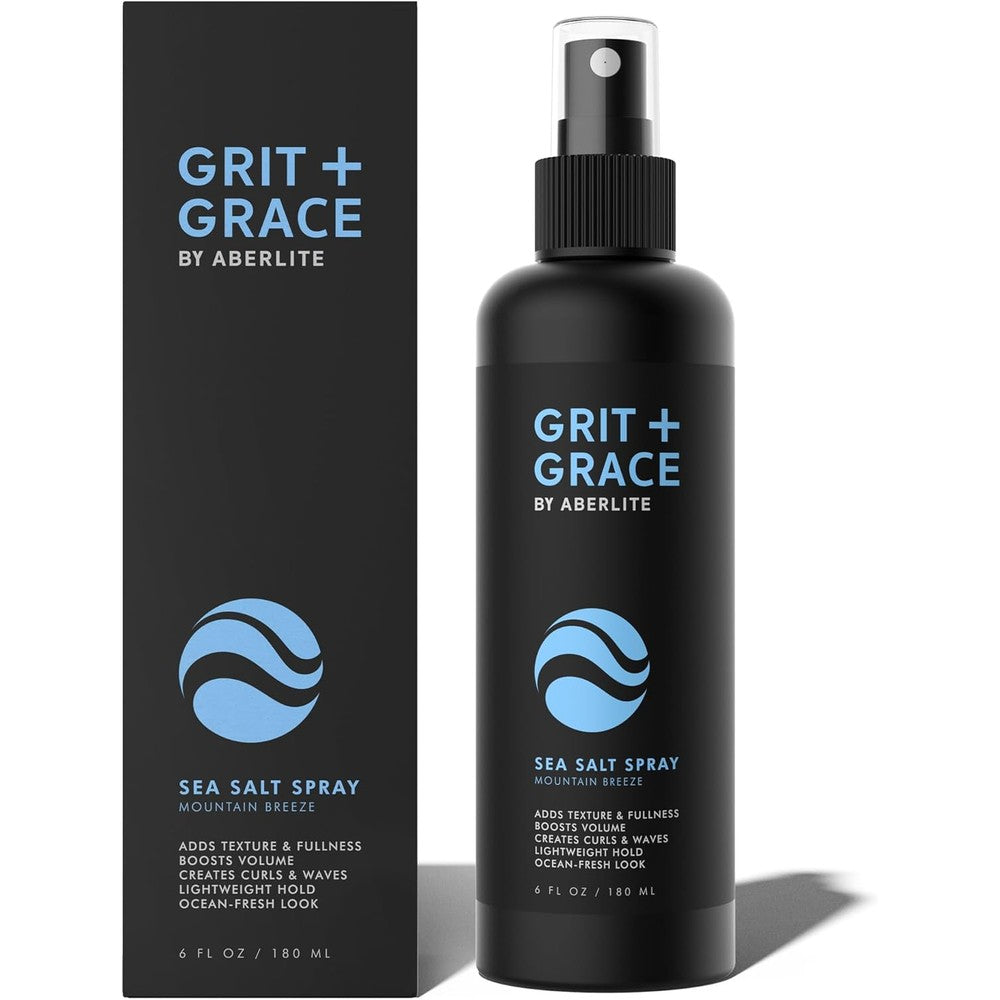 Aberlite Grit And Grace Sea Salt Spray front view bottle for beach waves
