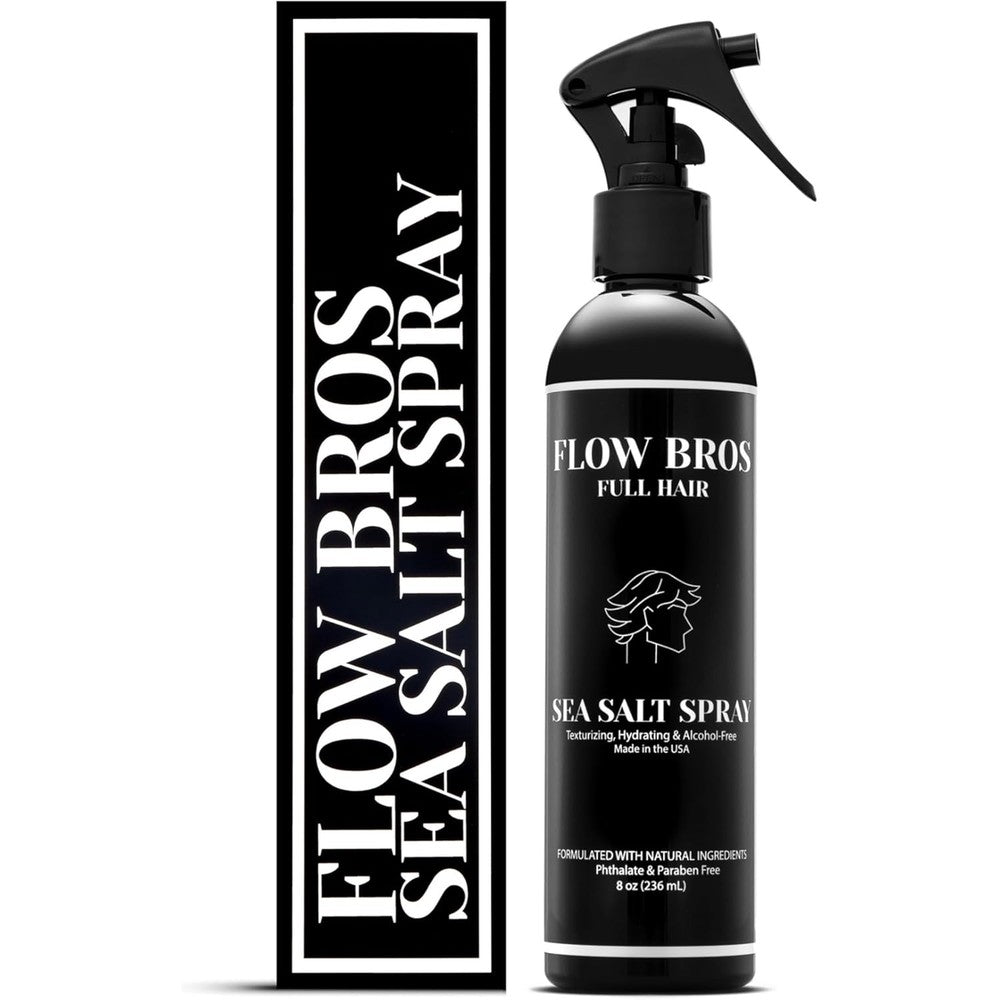 Flow Bros Sea Salt Spray for Hair 8 Ounce front view bottle for natural texturizing