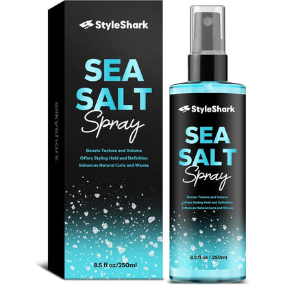 StyleShark Sea Salt Spray bottle front view for hair volume