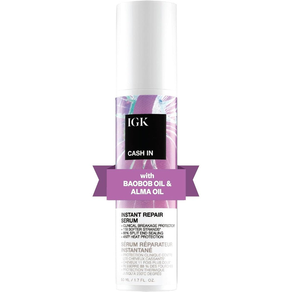 IGK Cash In Instant Repair Serum front view bottle for hair bond repair