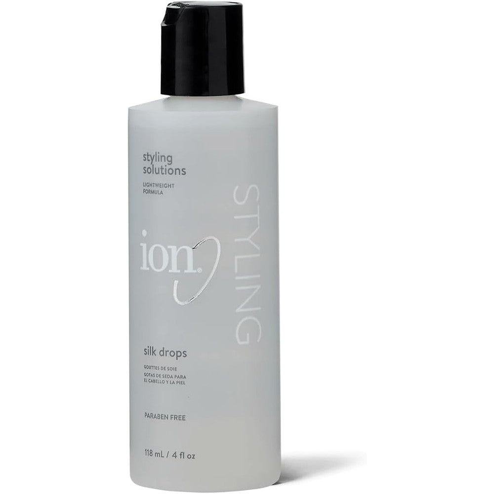 Ion Silk Drops front view bottle for frizz control hair styling