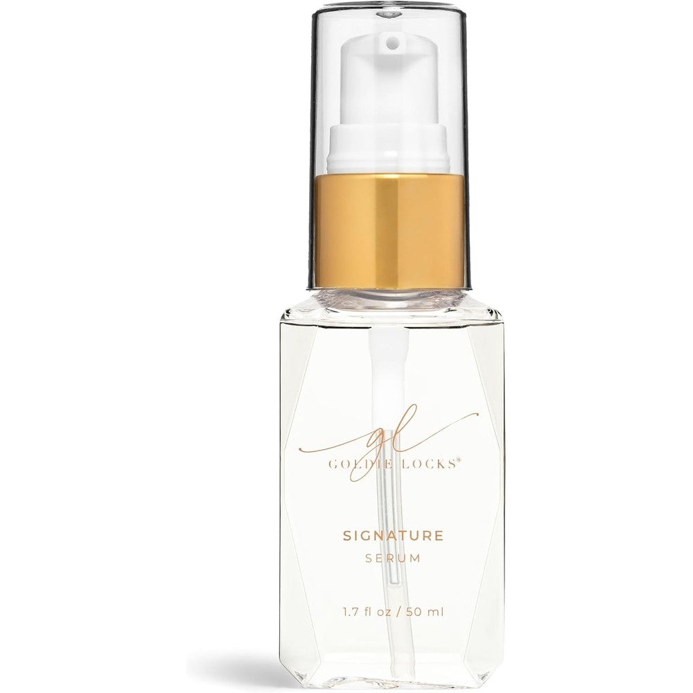 Goldie Locks Signature Hair Serum front view bottle for anti frizz protection