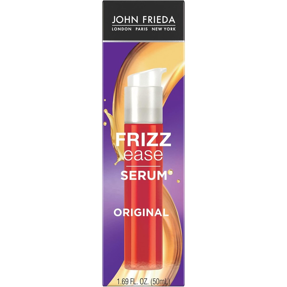 John Frieda Frizz Ease Original Hair Serum front view of the red bottle with white pump