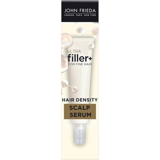 John Frieda ULTRAfiller+ Hair Density Scalp Serum front view bottle for fine hair volumizing treatment