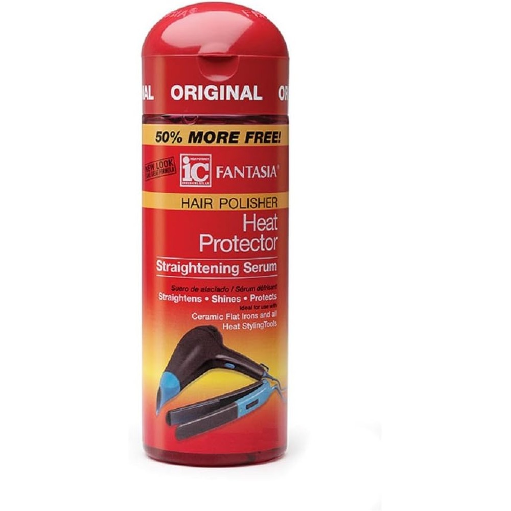 Fantasia IC Heat Protector Straightening Serum 2 Ounce front view bottle on a clean background for thermal hair styling protection