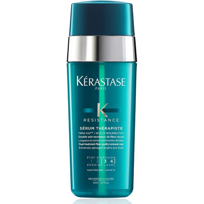 Kérastase Resistance Sérum Thérapiste front view of the dual-compartment bottle for repairing damaged hair.