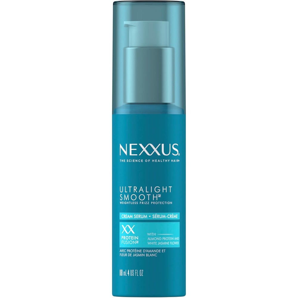 Nexxus Ultralight Smooth Frizz Defy Cream Serum front view bottle for weightless hair smoothing.