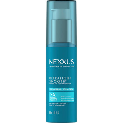 Nexxus Ultralight Smooth Frizz Defy Cream Serum front view bottle for weightless hair smoothing.