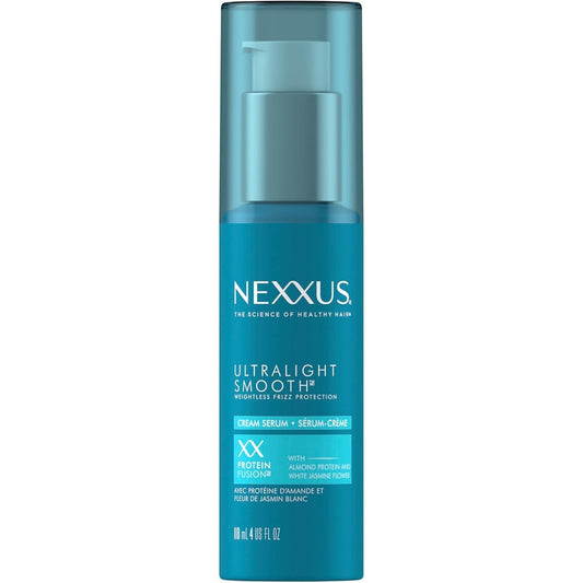 Nexxus Ultralight Smooth Frizz Defy Cream Serum front view bottle for weightless hair smoothing.