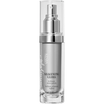 Kenra Platinum Silkening Gloss front view bottle for premium hair shine serum