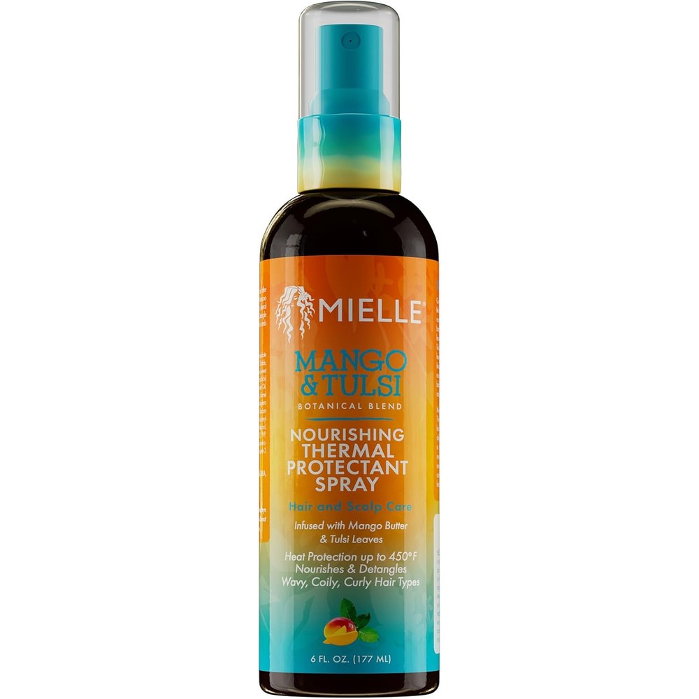 Mielle Organics Mango and Tulsi Nourishing Thermal Protectant Spray bottle front view