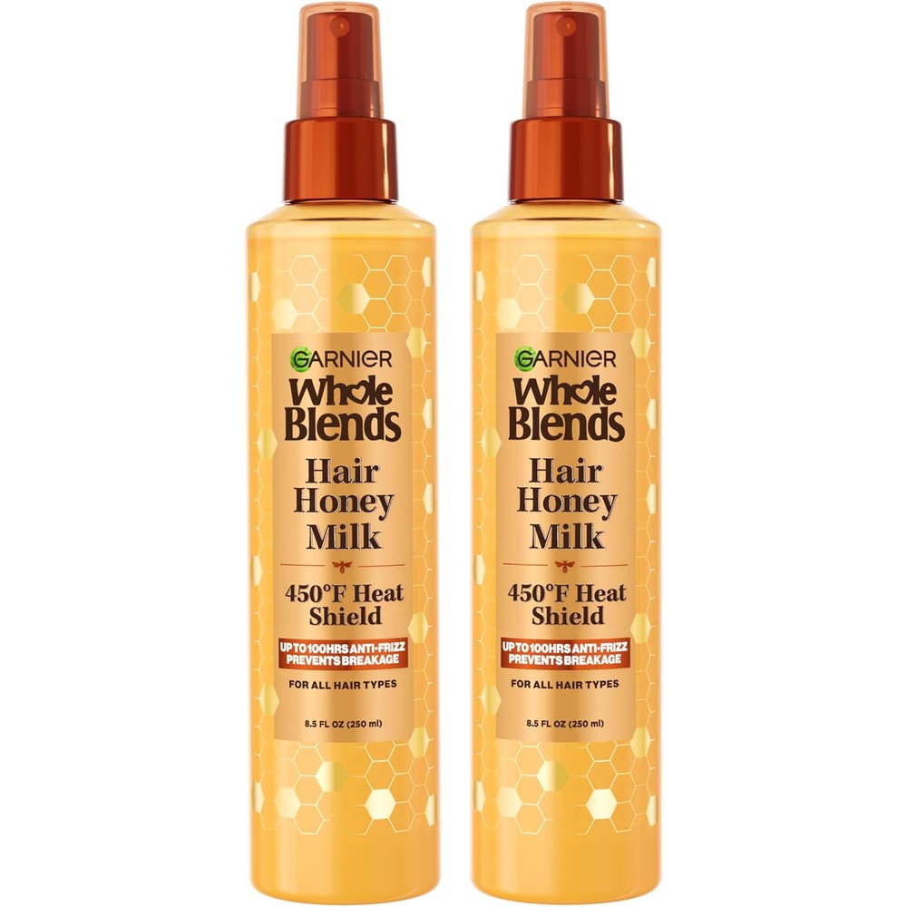 Dista USA Garnier Whole Blends Hair Honey Milk 450 Fahrenheit Heat Protectant Spray front view