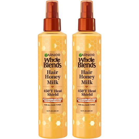 Dista USA Garnier Whole Blends Hair Honey Milk 450 Fahrenheit Heat Protectant Spray front view