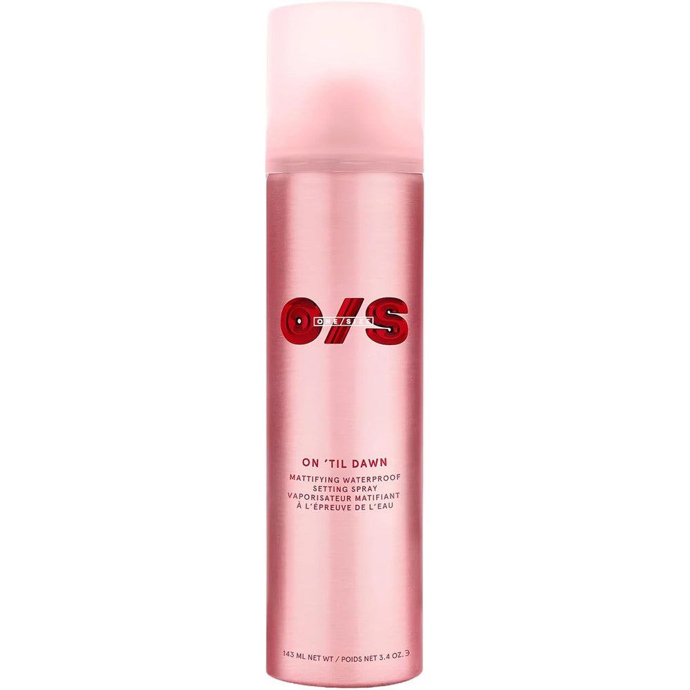 One Size On 'Til Dawn Mattifying Waterproof Setting Spray front view bottle