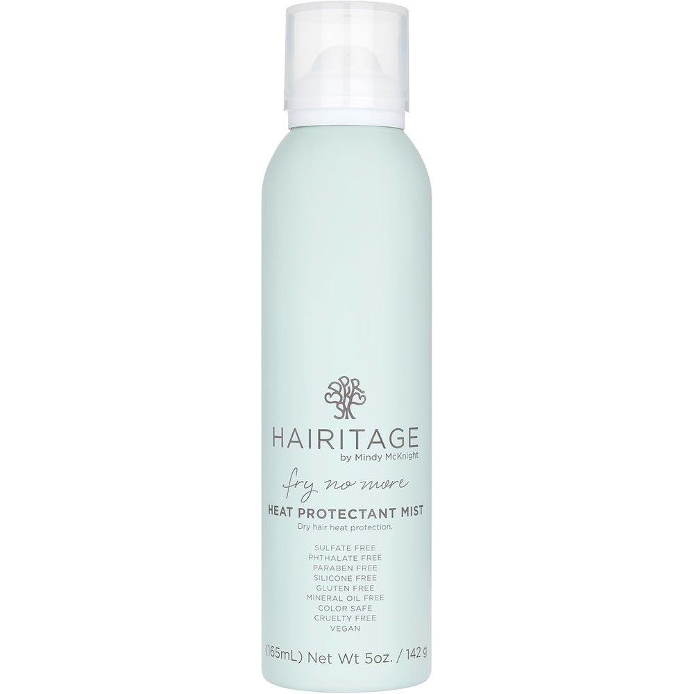 Hairitage Fry No More Heat Protectant Spray front view bottle