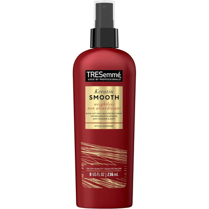 TRESemmé Keratin Smooth Heat Protection Spray front view bottle for thermal hair styling