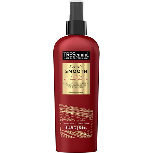 TRESemmé Keratin Smooth Heat Protection Spray front view bottle for thermal hair styling
