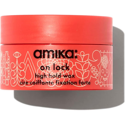 Amika On Lock High Hold Hair Wax front view container for premium salon styling