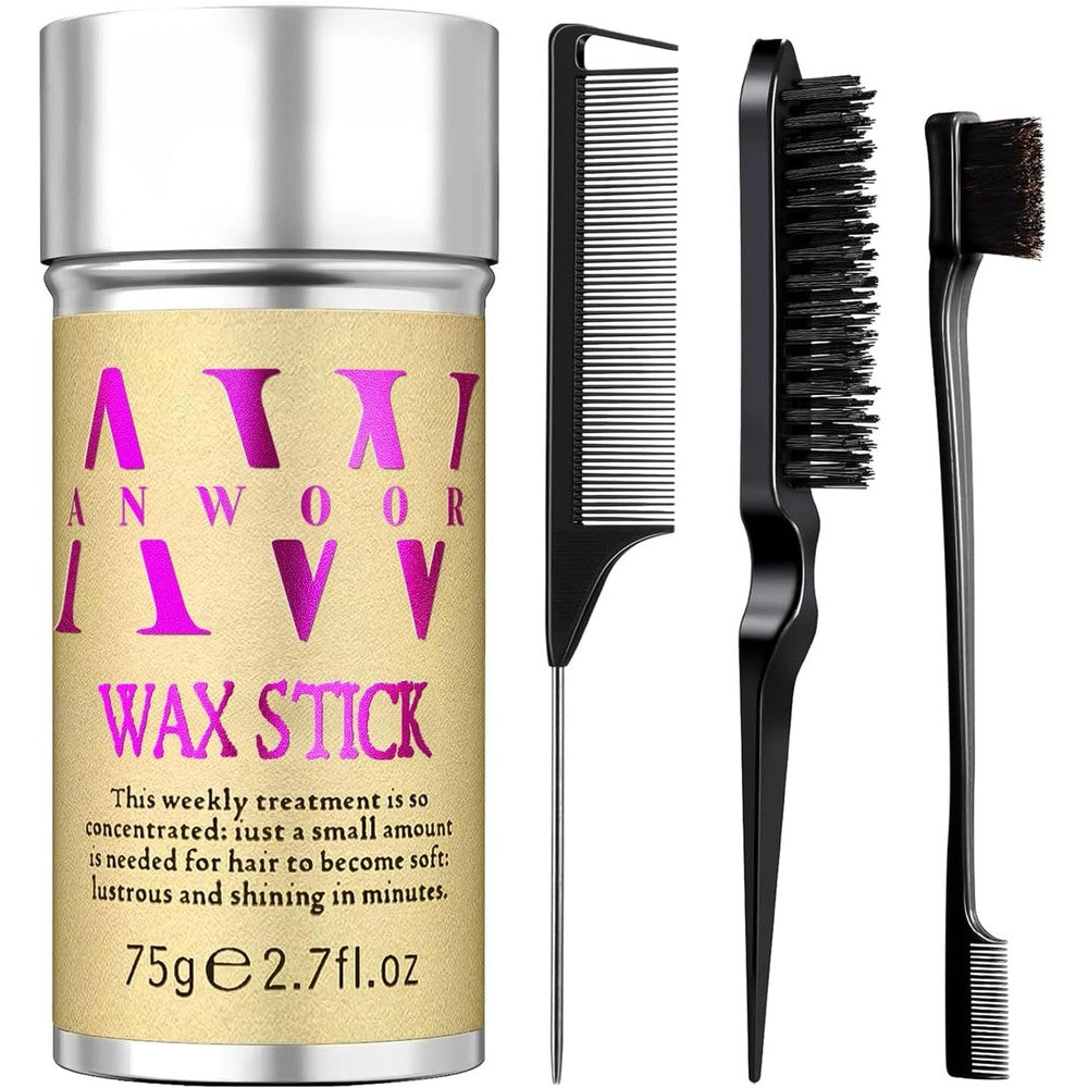 Songzhihao AnWoor four piece hair wax stick kit front view showing product packaging and styling tools