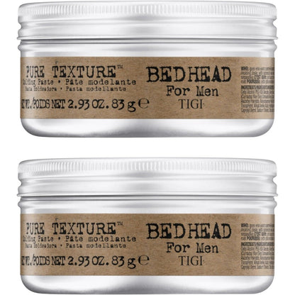 TIGI Bed Head for Men Pure Texture Hair Molding Paste front view twin pack cream styling paste