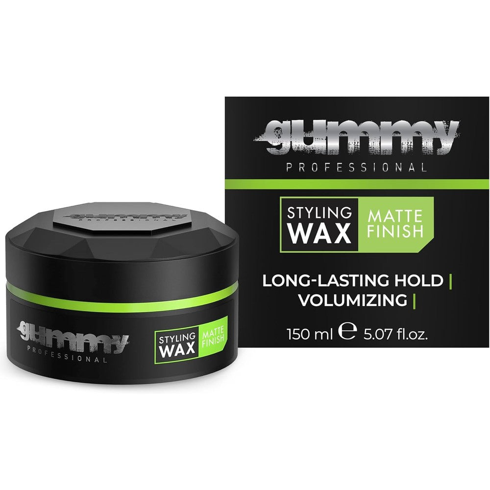 Gummy Professional Hair Styling Wax front view of the 150ml jar showing the official matte finish branding.