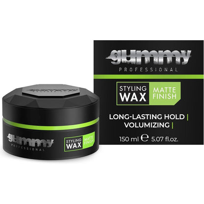 Gummy Professional Hair Styling Wax front view of the 150ml jar showing the official matte finish branding.