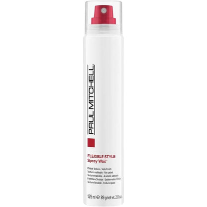 Paul Mitchell Flexible Style Spray Wax front view of white canister with black and red branding for premium hair styling