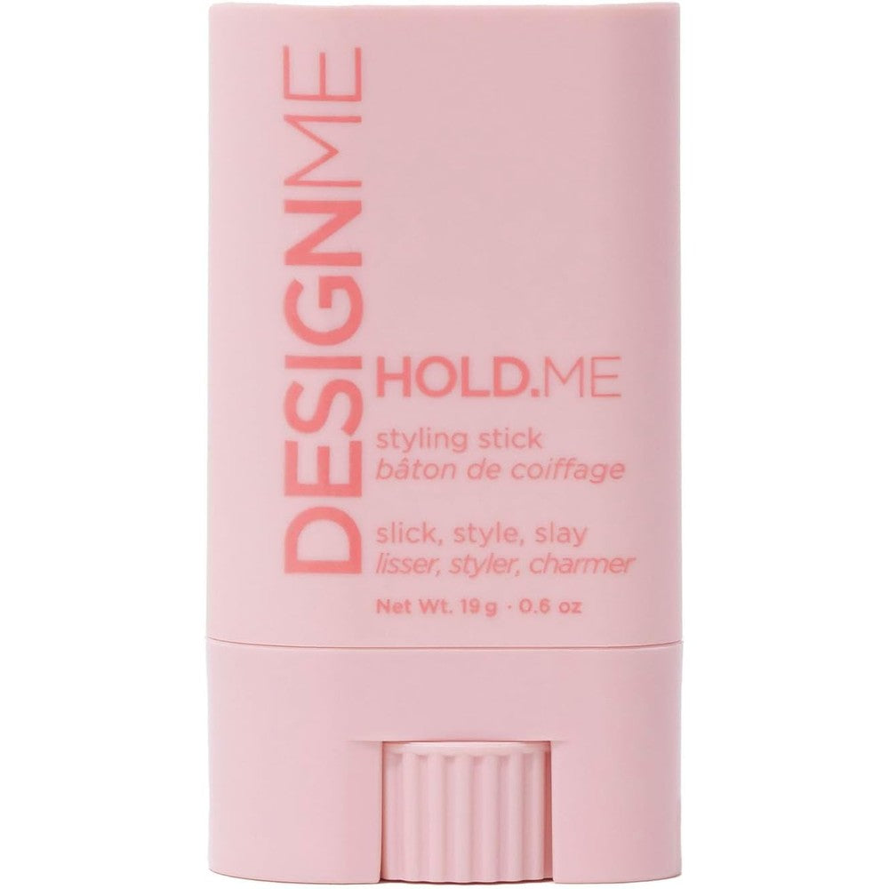 Design.Me HOLD.ME Styling Stick front view pink packaging hair wax for women.