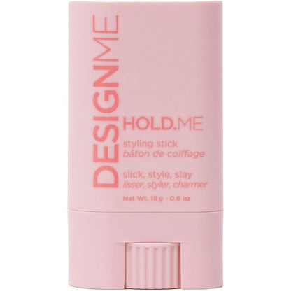Design.Me HOLD.ME Styling Stick front view pink packaging hair wax for women.