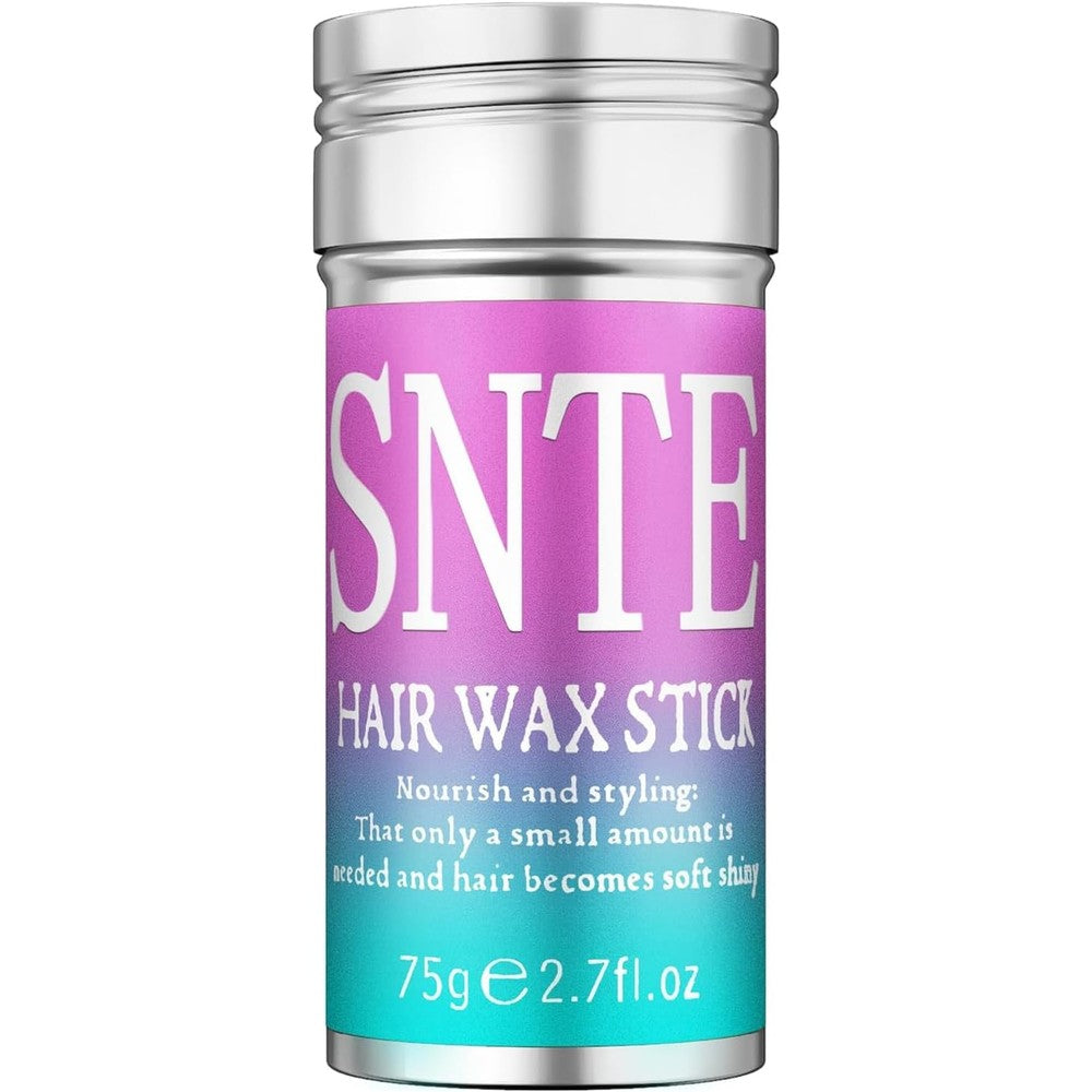 Samnyte Hair Wax Stick by BabyFaceDiary front view showcasing the purple-to-blue gradient label for flyaway control.